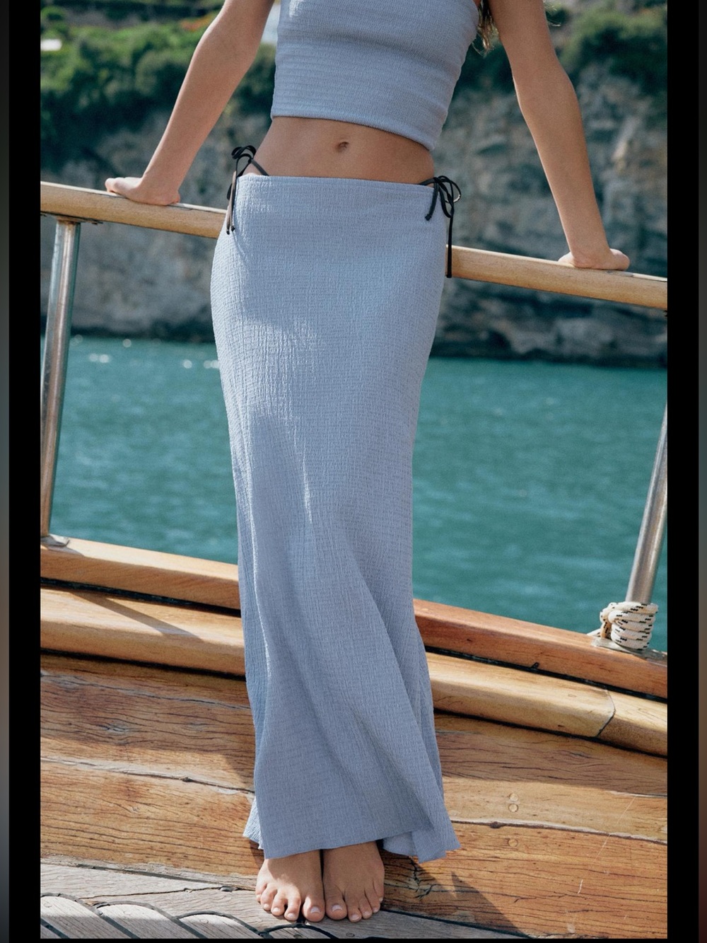 Zara textured long skirt, light blue - Picture 4 of 15
